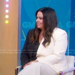 Kristin Gallant’s black and white two-tone pant suit on Good Morning America