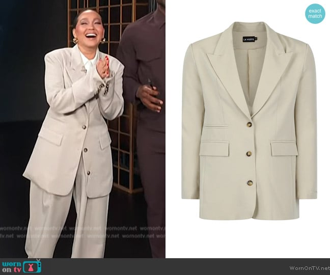 LA Voute Monsieur Blazer worn by Adrienne Houghton on E! News