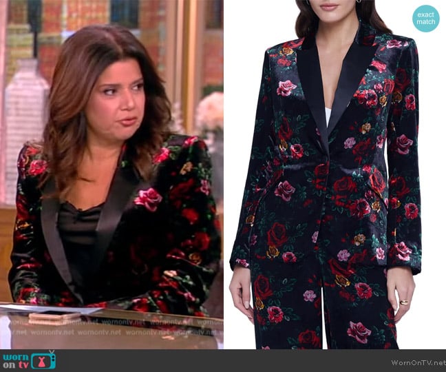 L'Agence Chamberlain Floral Velvet Blazer worn by Ana Navarro on The View