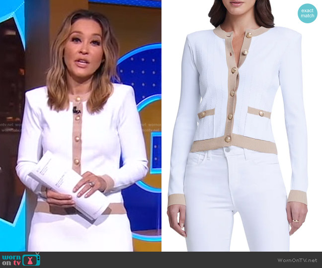 L'Agence Leon Button Cardigan worn by Eva Pilgrim on Good Morning America