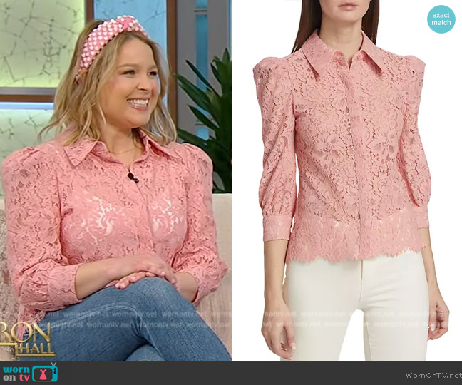 L'Agence Andrea Lace Button-Front Blouse worn by Joanna Teplin on Tamron Hall Show