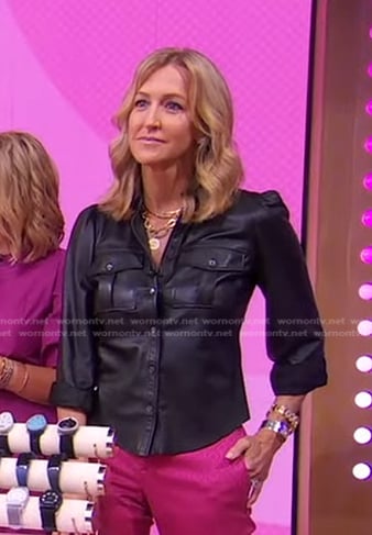 Lara’s black leather shirt on Good Morning America