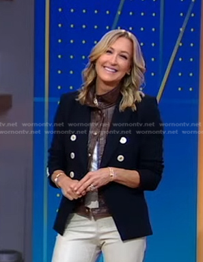 Lara’s navy double breasted blazer on Good Morning America