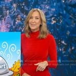 Lara’s red gathered waist dress on Good Morning America