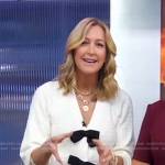 Lara’s white bow detail cardigan on Good Morning America