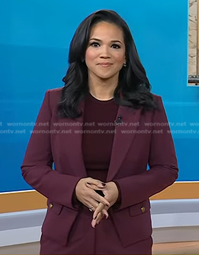 WornOnTV: Laura’s burgundy pant suit on Today | Laura Jarrett | Clothes ...