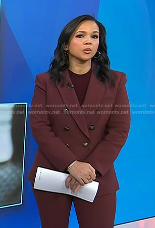 Laura's brown double breasted blazer and pants on Today