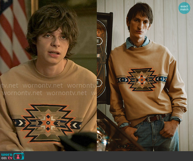 Le 31 at Simons Nomad Embroidered Sweatshirt worn by Grant Collins (Jackson Kelly) on Chucky