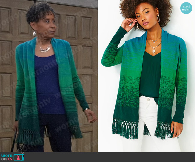 Lilly Pulitzer Tatum Ombre Cardigan worn by Stella Henry (Vernee Watson) on General Hospital