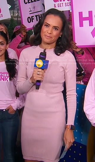 Linsey's pink ribbed dress on Good Morning America