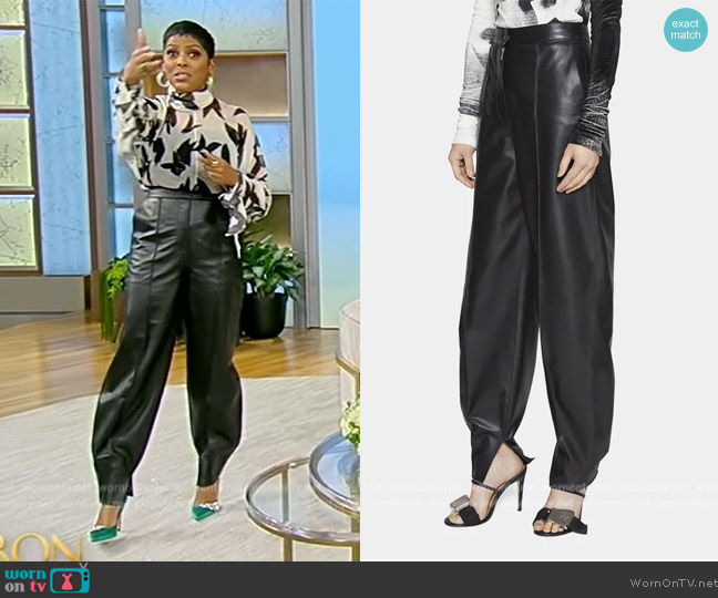 Loewe Lambskin Leather Balloon Trousers worn by Tamron Hall on Tamron Hall Show