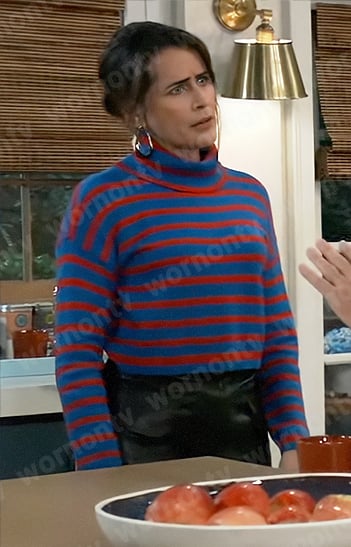 Lois’s blue and red striped turtleneck sweater on General Hospital