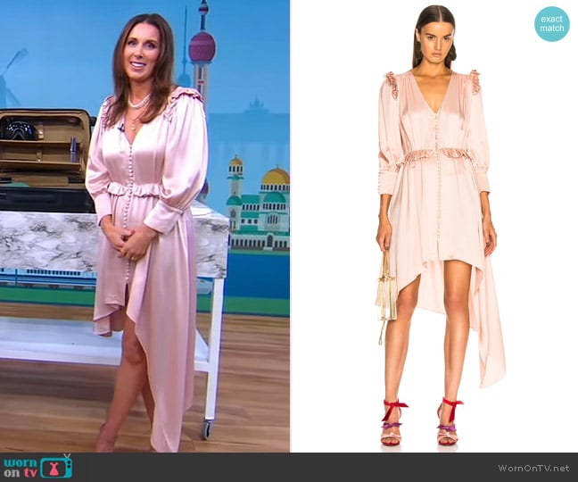 Magda Butrym Tarragona Dress in Rosa worn by Sarah Eggenberger on Good Morning America