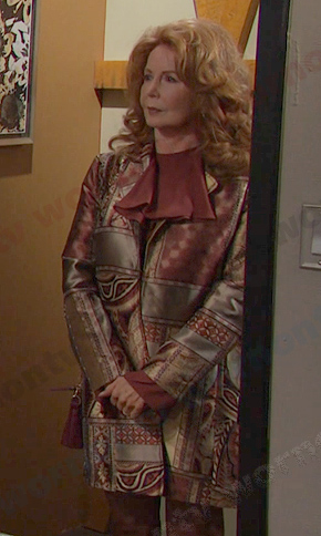 Maggie's mixed print jacket coat on Days of our Lives