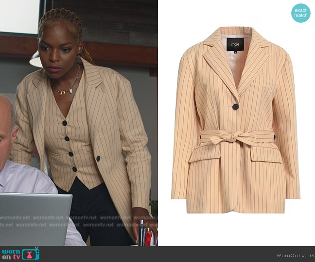 Maje Pinstripe Blazer worn by Vanessa Johnson (Samantha Marie Ware) on All Rise