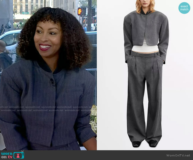 Mango Pinstripe Crop Jacket and Pants worn by Talia Parkinson on Today