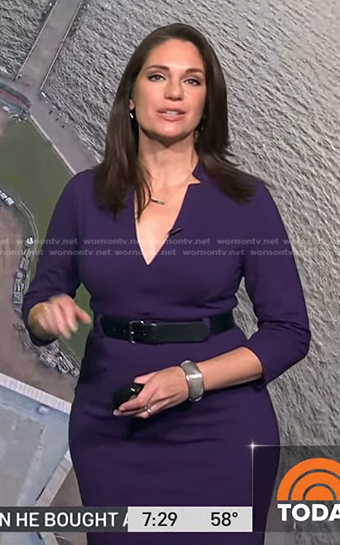 Maria's purple v-neck belted dress on Today