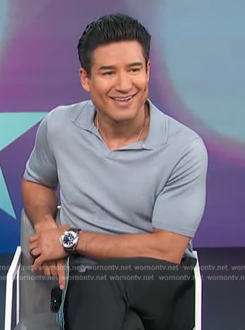 Mario's light blue polo shirt on Access Hollywood