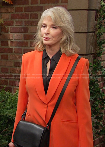 Marlena's orange shawl collar blazer on Days of our Lives