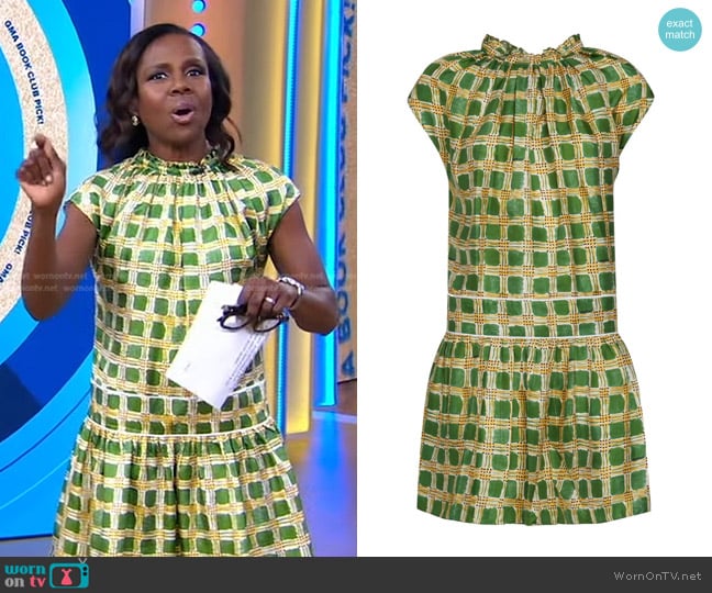 Marni Abstract-Print Silk Minidress worn by Deborah Roberts on Good Morning America