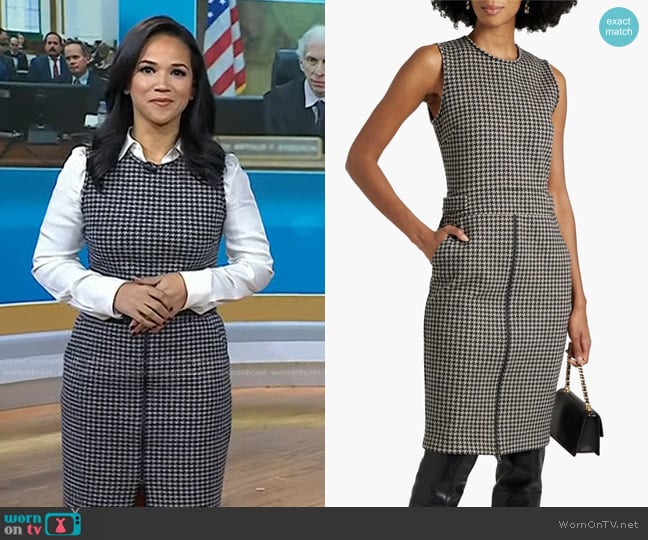 Max Mara Ginnata Houndstooth Wool Dress worn by Laura Jarrett on Today