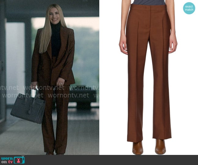 Max Mara Sacco Trousers in Tobacco worn by Anna Victoria Alcott (Emma Roberts) on American Horror Story