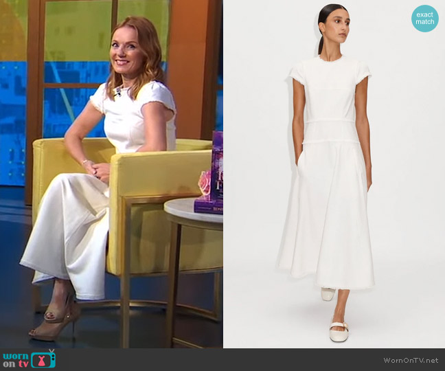 WornOnTV: Geri Halliwell’s white textured midi dress on Good Morning ...
