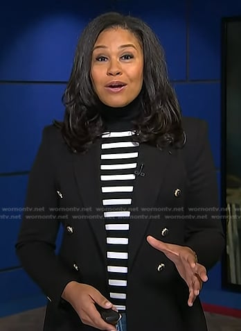 Meagan Fitzgerald's black double breasted blazer on Today