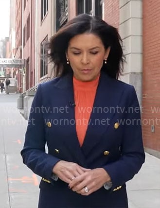 Meg Oliver's navy blazer on CBS Mornings