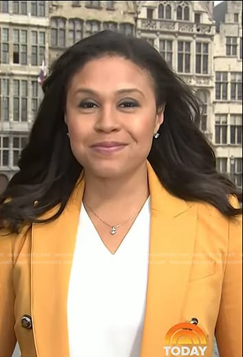 Meagan Fitzgerald’s yellow double breasted blazer on Today