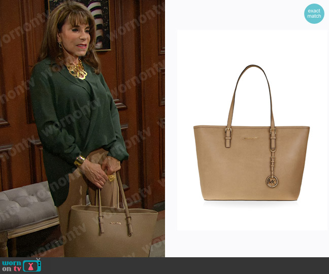 Michael Kors Jet Set Travel East West Tote worn by Esther Valentine (Kate Linder) on The Bold and the Beautiful