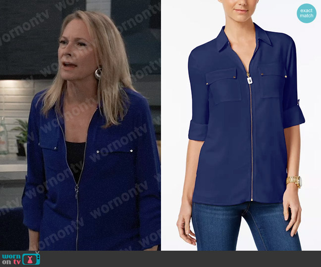 MICHAEL Michael Kors Zip Front Utility Shirt worn by Gladys Corbin (Bonnie Burroughs) on General Hospital