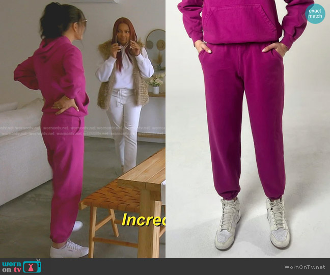  Embroidered High Waisted Sweatpants worn by Crystal Kung Minkoff on The Real Housewives of Beverly Hills