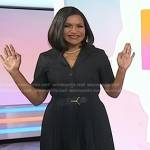 Mindy Kaling’s black pleated belted shirtdress on Today