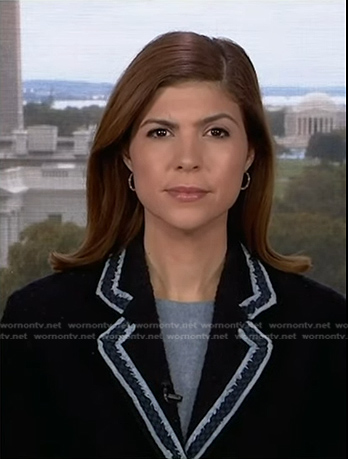 Monica Alba’s black tweed trim blazer on NBC News Daily