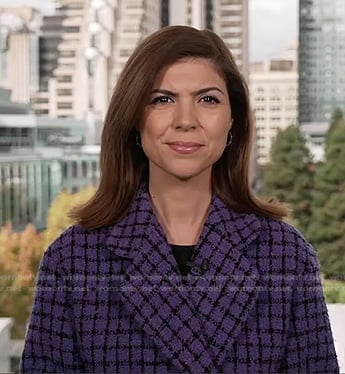 Monica Alba’s purple check blazer on NBC News Daily