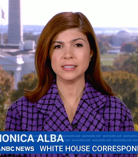 Monica Alba’s purple check blazer on NBC News Daily