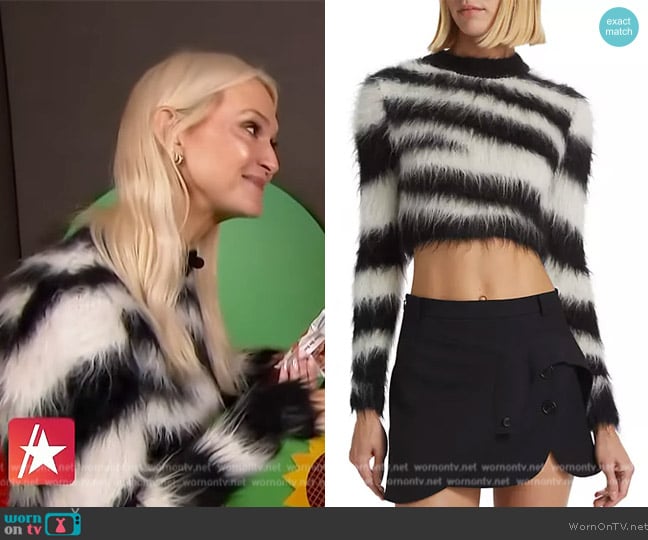 Monse Suri Alpaca-Blend Zebra Cropped Sweater worn by Zanna Roberts on Access Hollywood