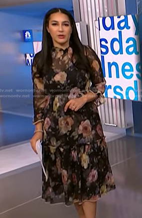 Morgan’s black floral chiffon dress on NBC News Daily