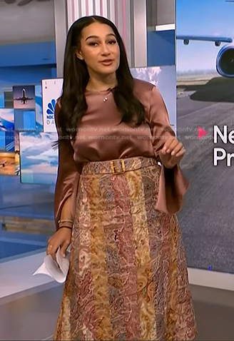 Morgan’s paisley belted skirt on NBC News Daily