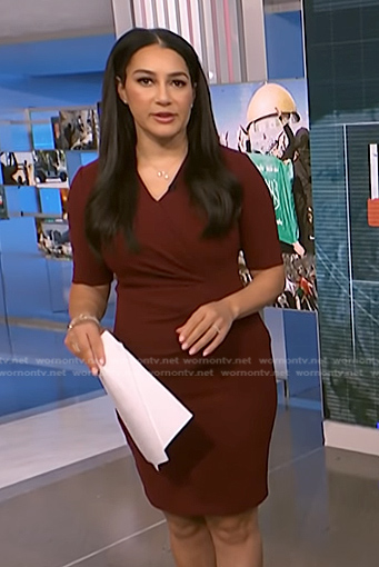 Morgan's burgundy gathered waist dress on NBC News Daily