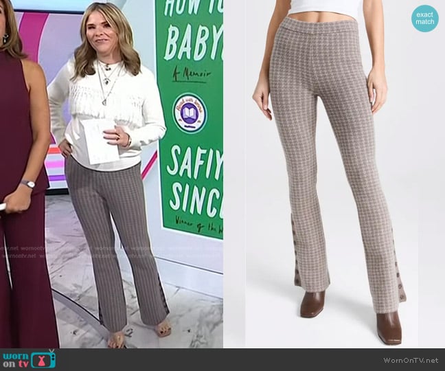 WornOnTV: Jenna’s white fringed sweater and grey check pants on Today ...