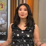 Nancy Chen’s black floral v-neck top on CBS Mornings