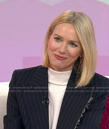 Naomi Watts's pinstripe frayed blazer on Today