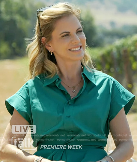 WornOnTV: Natalie’s green tie waist top on The Talk | Natalie Morales ...