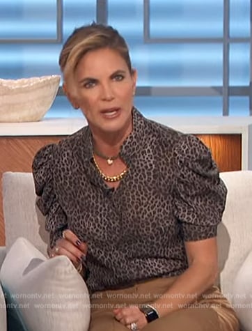 Natalie's leopard print puff sleeve blouse on The Talk