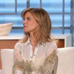 Natalie’s blue sheer tree print blouse on The Talk