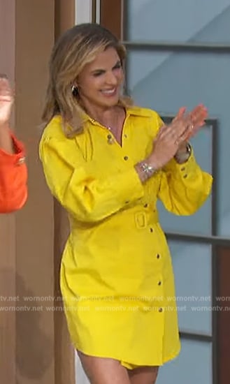 Natalie’s yellow button down belted dress on The Talk