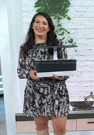 Nicole Papantoniou's grey abstract print dress on Today