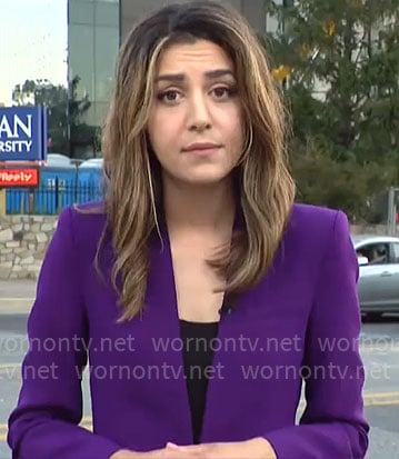 Nicole Sganga’s purple blazer on CBS Mornings